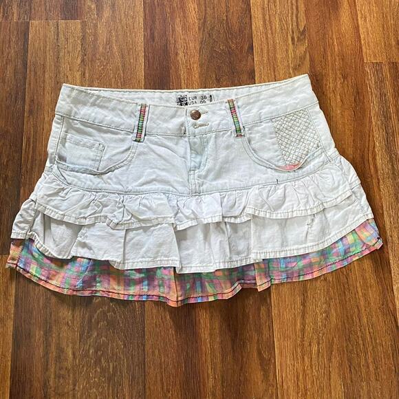 Y2k ruffled plaid mini skirt - Picture 1 of 4